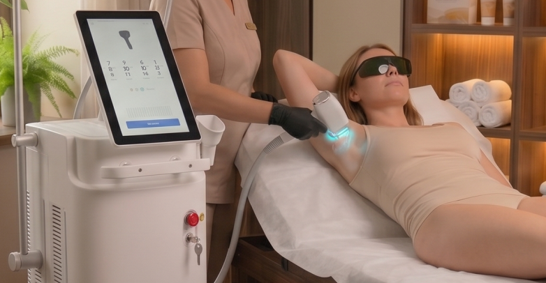 Professionelle Dauerhaft Haarentfernung mit dem SHR Germany 4W KI Pro Max bei Bahia Beauty Brasil in Nürnberg Nordstadt.